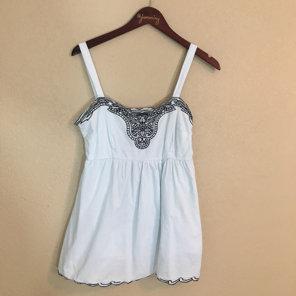 White with black embroidery top by impeccable pig